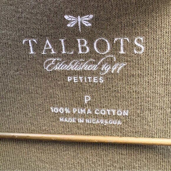 Talbots Olive Green Scoop Neck Top 3/4 Sleeves – Size Petite - Picture 3 of 4